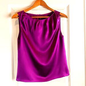 Maria Pinto Magenta Silk Charmeuse Pleated Sleeveless Top
